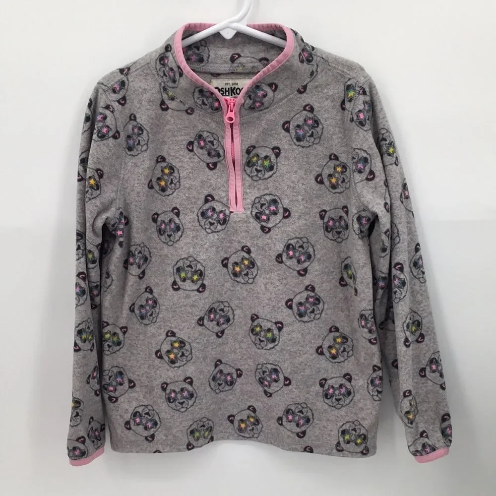 OshKosh B'gosh Gray Panda Print Pullover with Pink Trim